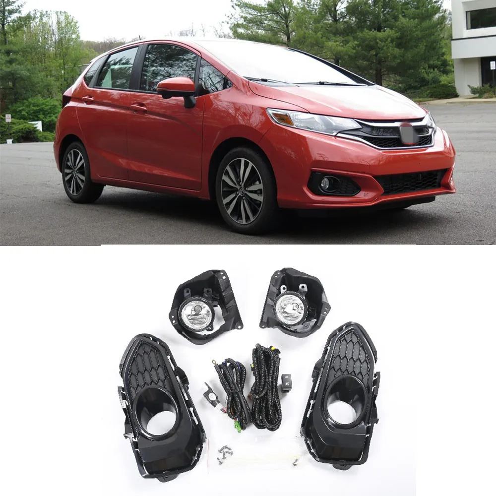 Car Front Bumper Led Fog Light For Honda JAZZ FIT 2018 2019 2020(U.S.TYPE) Auto Halogen Fog Lamp Cover Wiring Switch Kit