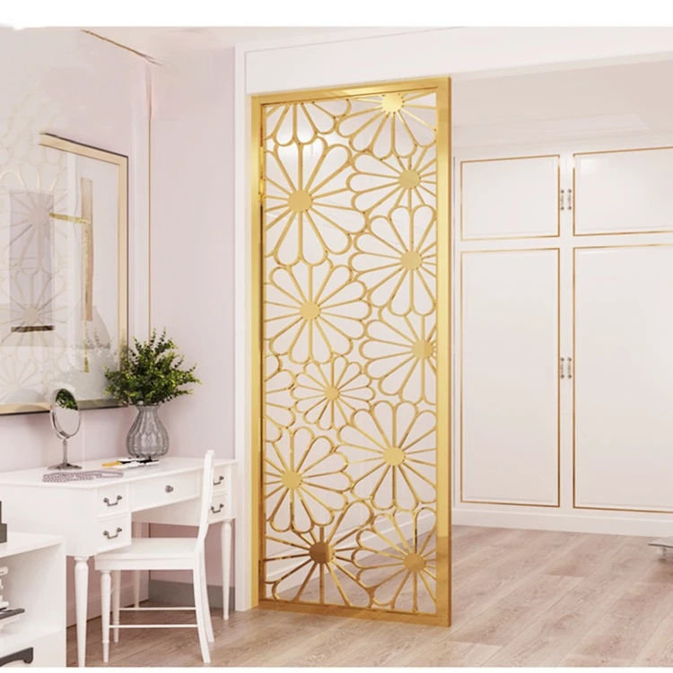 Stainless steel metal partition wall hollow aluminum carved green bronze decoration