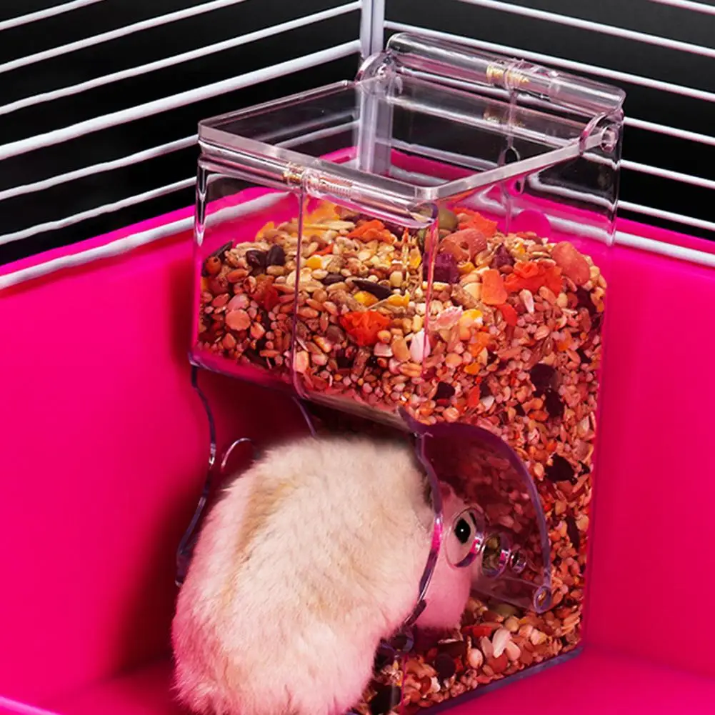 หนูแฮมสเตอร์กระต่าย Hedgehog อาหารอะคริลิคใสอัตโนมัติ Feeder Pet Supply