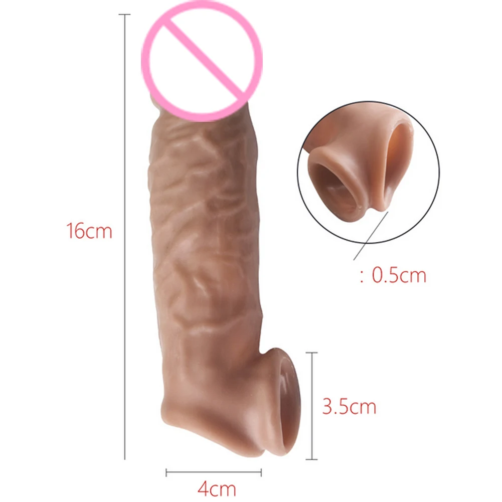 Male Reusable Soft Silicone Penis Sleeve Enlargement Condoms Dildo Extender Cock Delay Ring Bring you a perfect sex experience