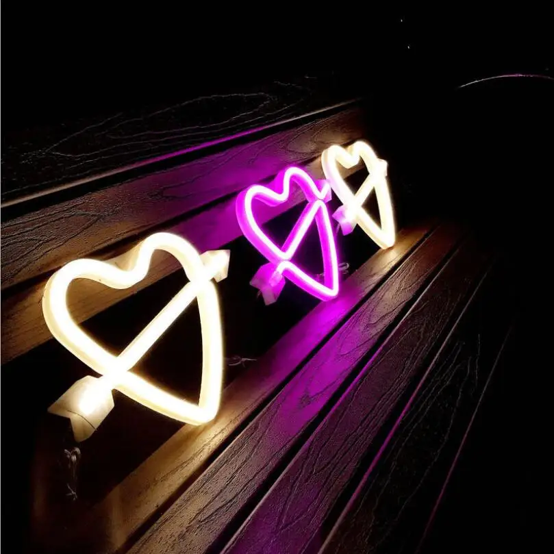 520 amor coração colorido led neon luz usb powered casamento parede pendurado luz de néon para festa janela arte quarto decoração luzes