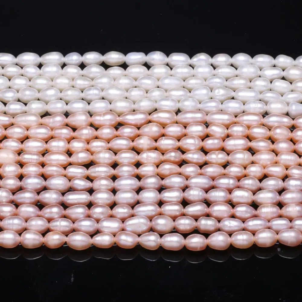 Natural Freshwater Pearl Beads High Quality Rice Shape Punch Loose Beads for DIY Elegant Necklace Bracelet Jewelry Making 4-5MM