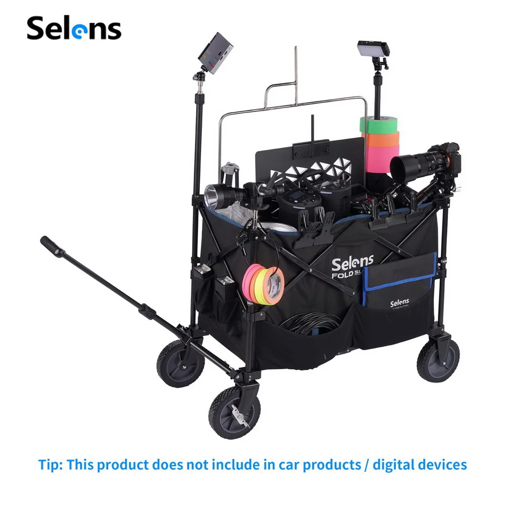 Selens Outdoor-Fotografie-Ausrüstungswagen Faltbarer Mobiler Werkzeugwagen Aufbewahrungsbox + 360°-Räder + Stangen Speziell für Fotostudios