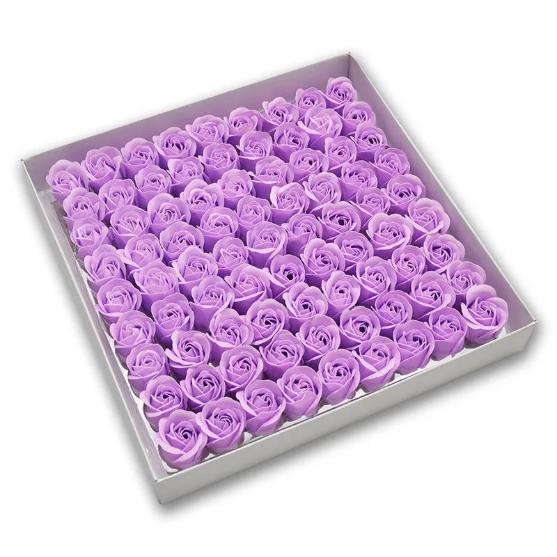 81pcs Three-Layer No Flower Base Rose Soap Flower Head Decoration Flower Box Wedding Bouquet Valentine'S Day Artificial Flower