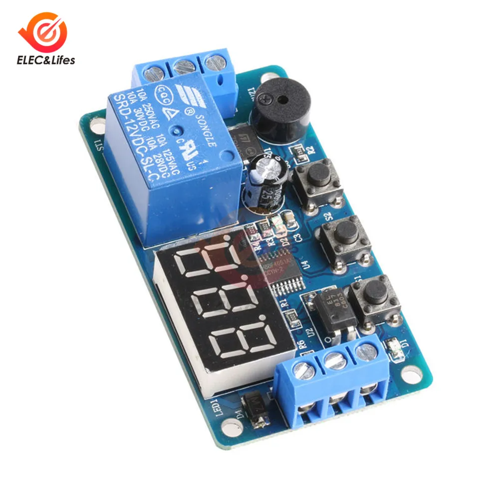 DC 12V Kỹ Thuật Số Thời Gian Trễ Tiếp Còi Mô Đun 3 Nút Hẹn Giờ Relay Thời Gian Điều Khiển Kích Hoạt Thời Gian Ban Tự Động Hóa xe Ô Tô