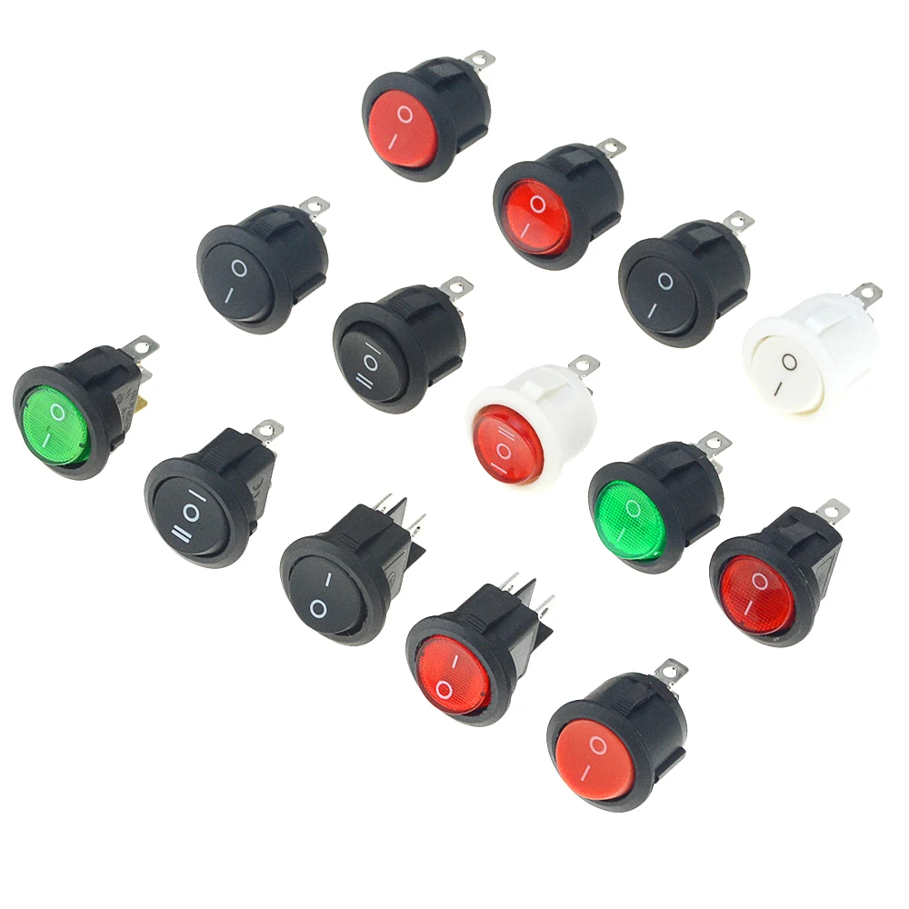 1PCS ON/OFF Round Rocker Toggle Switch 6A/250VAC 20A/12VDC Plastic Push Button Switch Panel Opening 20mm Power switch button