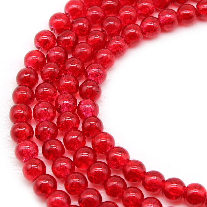 Natural Stone Red Cracked Quartz  Beads  For Jewelry Making DIY 8 10 12 mm Crystal Round Loose Beads Diy Bracelet Wholesale