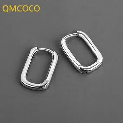 QMCOCO Silver Color Korean New Trendy O-Shape Square  Earrings Temperament Simple Charm Elegant Jewelry Accessories