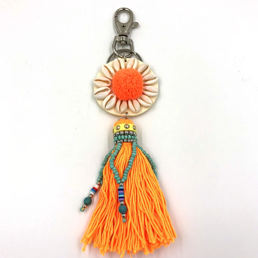 2020 New handmade bohemian Car Key Chain Lanyards Key Ring Key Finders Beads Tassel Pendants Bag Rings KeyChain for women