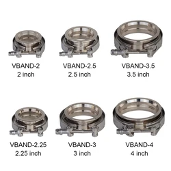 universal 2,2.25,2.5,3,4 inch V-Band Clamp Flange Kit Turbo Downpipe Wastegate V-band Turbo Exhaust Pipes Car Accessories