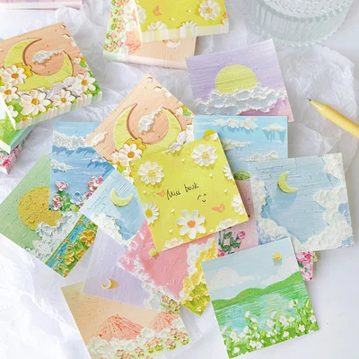 TUTU 80 sheets 80*80mm Size scenery paper Memo Pad Sticky Notes Bookmark Point it Marker Memo Sticker Office School Supplies Not