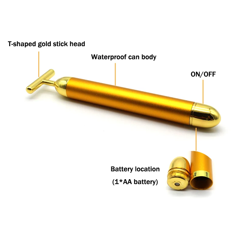 

Gold Vibration Facial Lift Skin Tightening Wrinkle Stick Beauty Bar Pulse Firming Facial Roller Massager Slimming Face