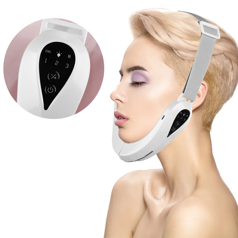 EMS Facial Massager V-Line Lift Up Belt Chin Lift Belt Machine Red Light Blue Light LED Face Slimming Vibration Massager Face