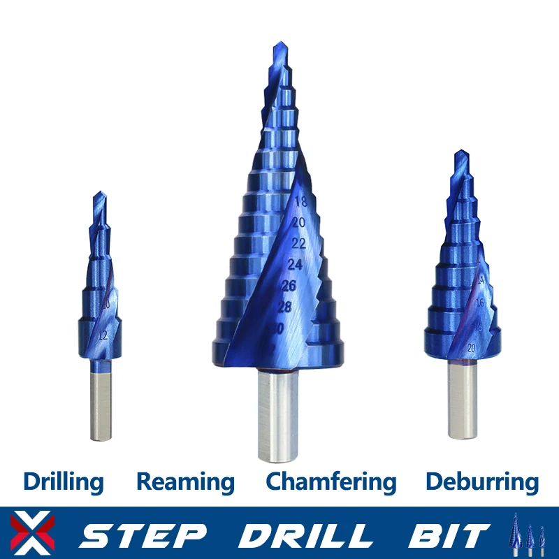 XCAN Drill Bit HSS Steel Step Drill Bit for Metal Wood Drilling Tool Hole Cutter 3pcs 4-12/4-20/4-32mm