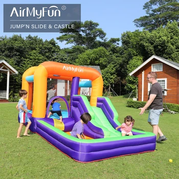 AirMyFun 팽창식 바운스 하우스, 점프 슬라이드, 바운시 캐슬 바운싱 장난감, 공기 송풍기, 어린이 야외 및 실내 놀이 