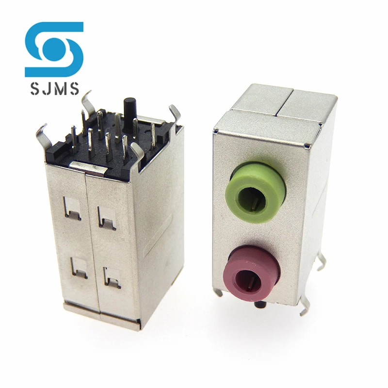 1Pcs PJ306E Headphone Jack 3.5mm 2P 3P red + green + Blue Desktop Computer Motherboard Audio Socket DIY Repair Connector 3.5