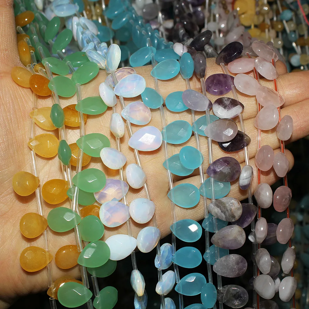 

Natural Stone Crystal Aventurine Beaded Charms Jewelry Making 10*12mm Drop-shaped Piece Loose Beads DIY Bracelet Necklace Parts