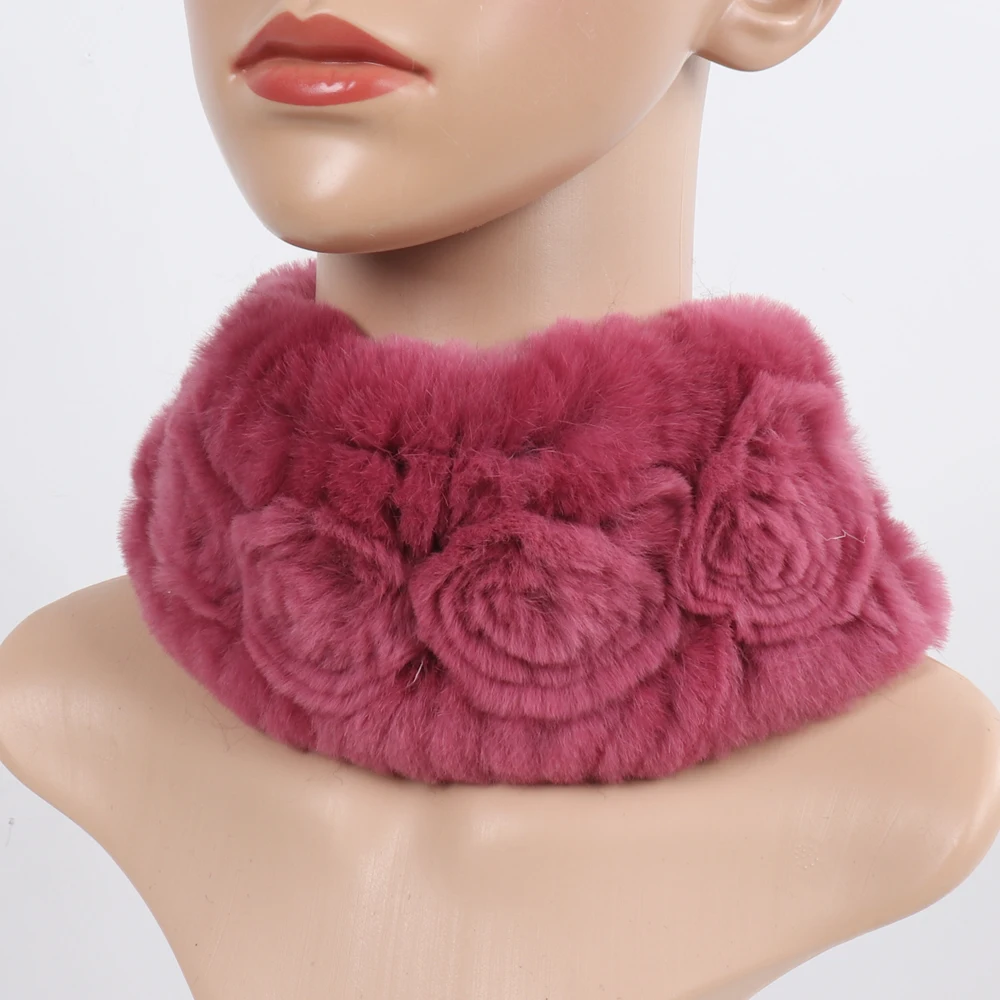 Damen Elastischer Blumen-Schal aus echtem Rex-Kaninchenfell, Natürlich Warmer Rex-Kaninchenfell-Stirnband, Damen Winter Echt-Rex-Kaninchenfell-Schals – Detail 31