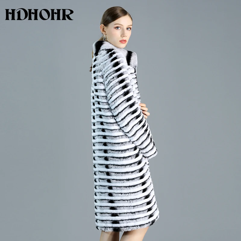 HDHOHR 2024 New High Quality Rex Rabbit Fur Coat Women With Down lTwo Side to Wear Natural Rex Rabbit Fur Jacket Female