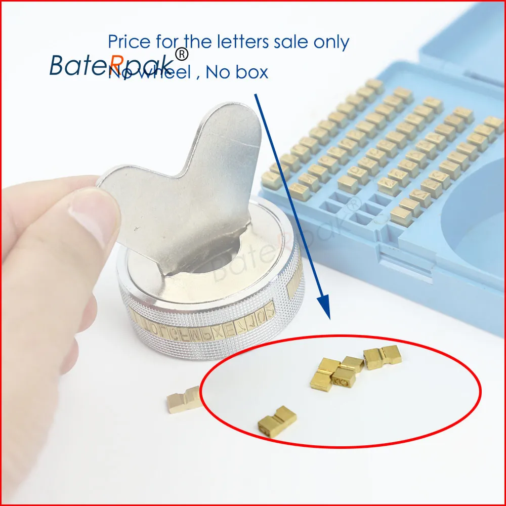 BateRpak  FR-900 Continous Sealing Machine Brass Letters,Emboss Deboss Date Letters 3X5X9MM