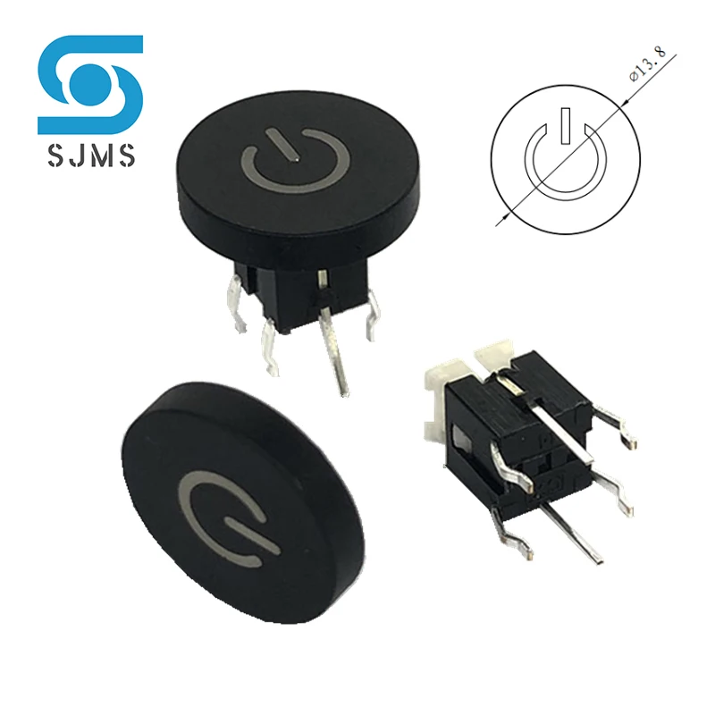 5Pcs 6*6*9.5mm DIP-6P Through Hole Micro Push Button Tactile Momentary With LED Power symbol Switch Tact Indication Button mode