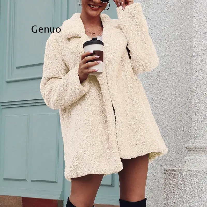 Faux Fur Coat Fleece Sweatshirts Cardigan Female Autumn Winter Coat Women Overcoat Plush Jacket