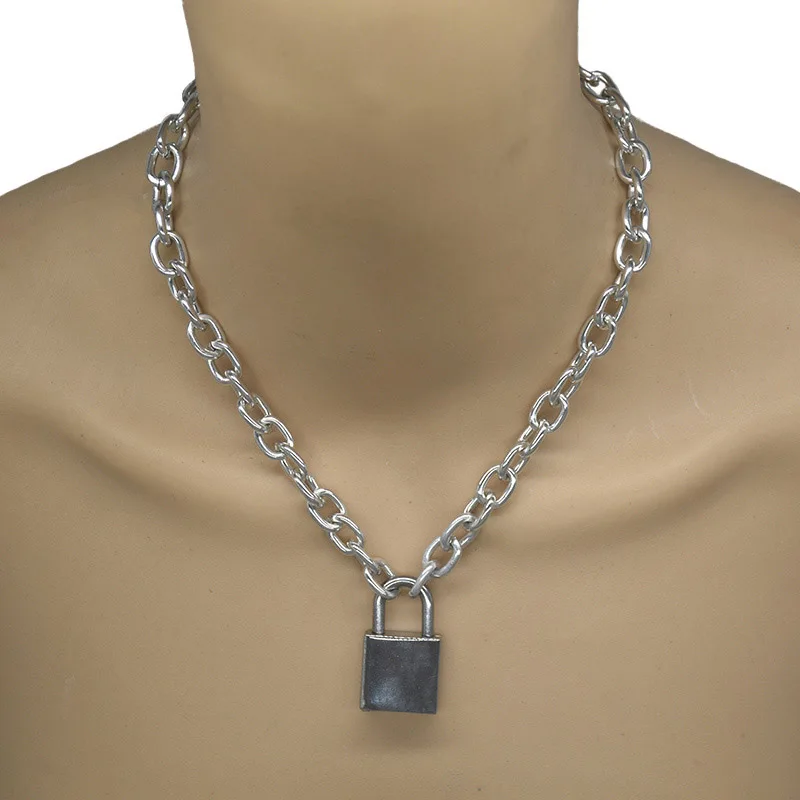 Handmade Cool PadLock Pendant Necklace Streetwear Punk Necklaces Gothic Choker Party Jewelry