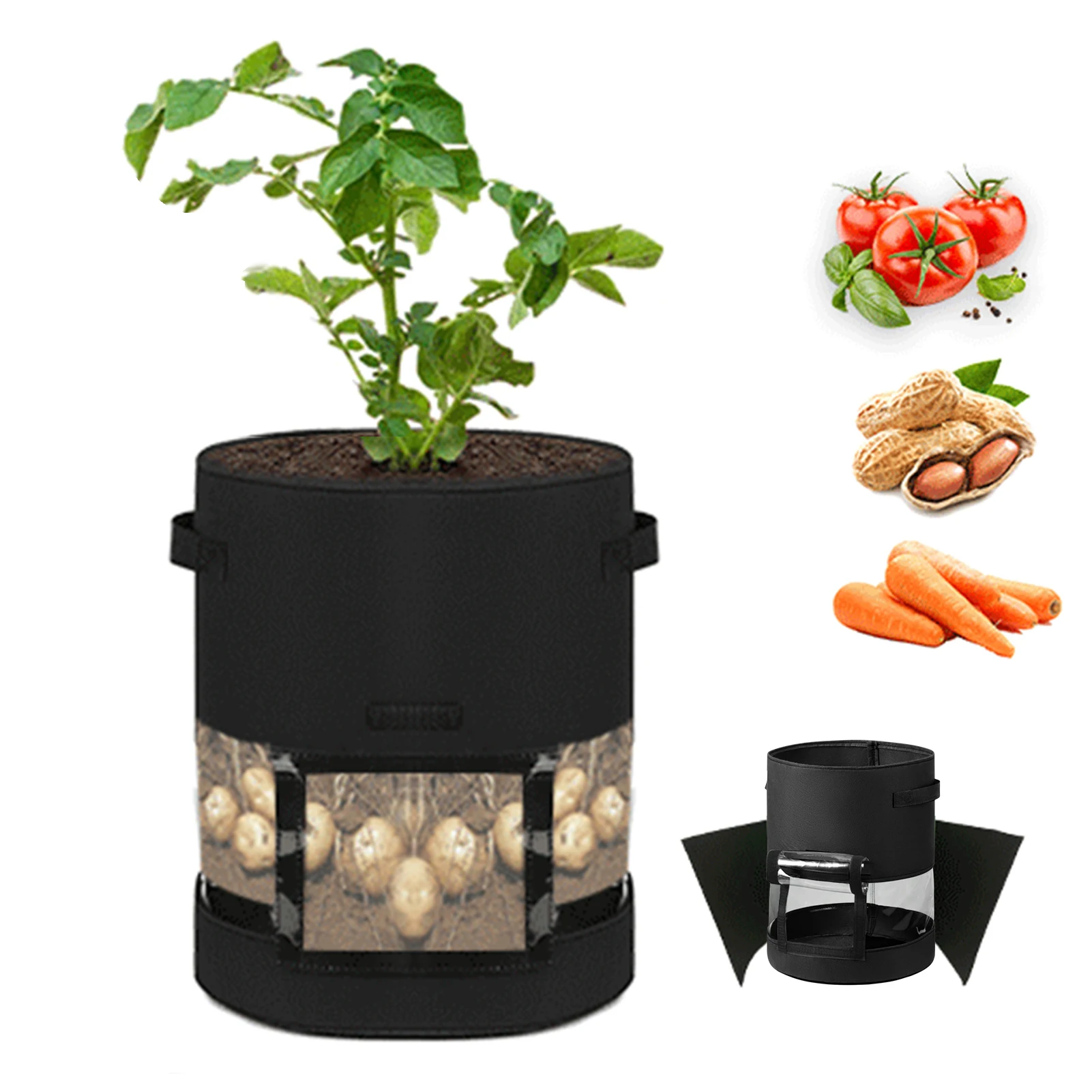 10 Gallon Fabric Garden Potato Grow Container Bag Plant Seed Growing Bag Flower Pots Vegetable Planter Tool With Handle