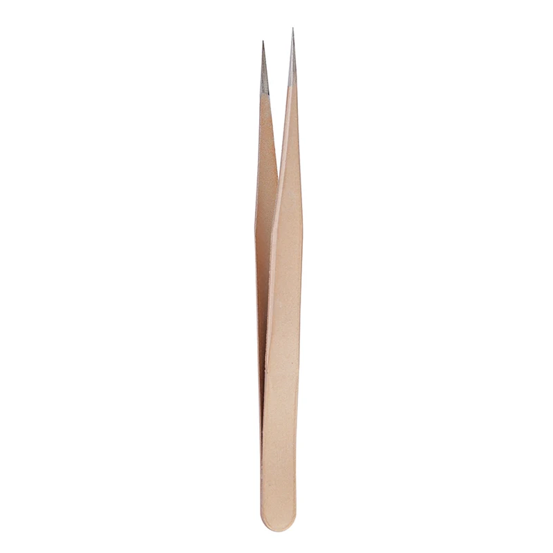 1Pc Straight Tweezer Champaign Rose Gold Nail Art Stickers Rhinestones Picking Tool Gem Decor Eyelash