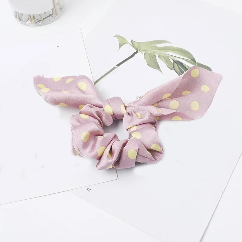 Cute Hair Rubber Bands Polka Dot Hairband Rabbit Ears Head Gum Rope Elastic Hair Tie Hair Accessories For Girls Headwear