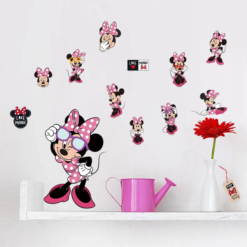 HOT 3D Cartoon Mickey Minnie Mouse baby home decals wall sticker vinyl stickers for kids rooms decoration baby favorite posters