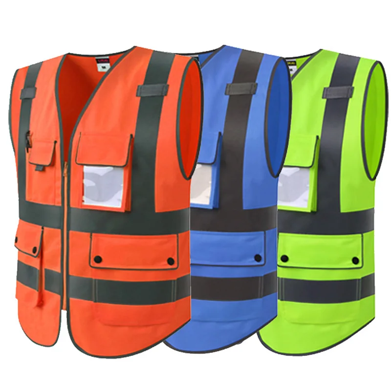 

High Visibility Workwear Safety Vest LOGO Printing Workwear Safety Gilet Security Waistcoats With Reflector Stripes New arrival