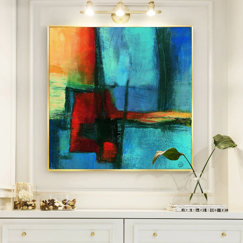 

Abstract Colorful Geometric Oil Painting on Canvas Posters and Prints Scandinavia Art Wall Pictures For Living Room Home Decor