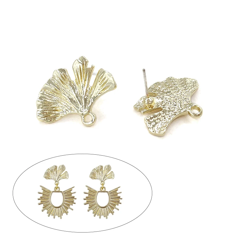 2021 New 17*22mm 6pcs High Quality Zinc Alloy Ginkgo Leaf Earring Base Connectors Linkers for DIY Earring Jewelry Accessories