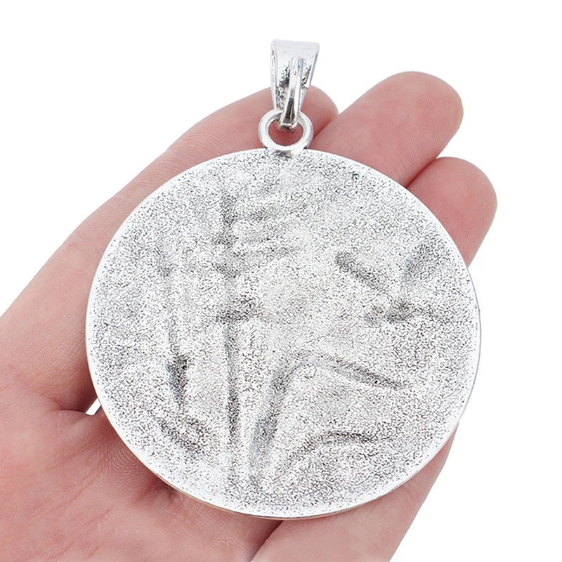 Bohemian Tibetan Silver Large Carved Dragonfly Reed Round Charms Pendants for Necklace Jewelry Making Findings 68x60mm