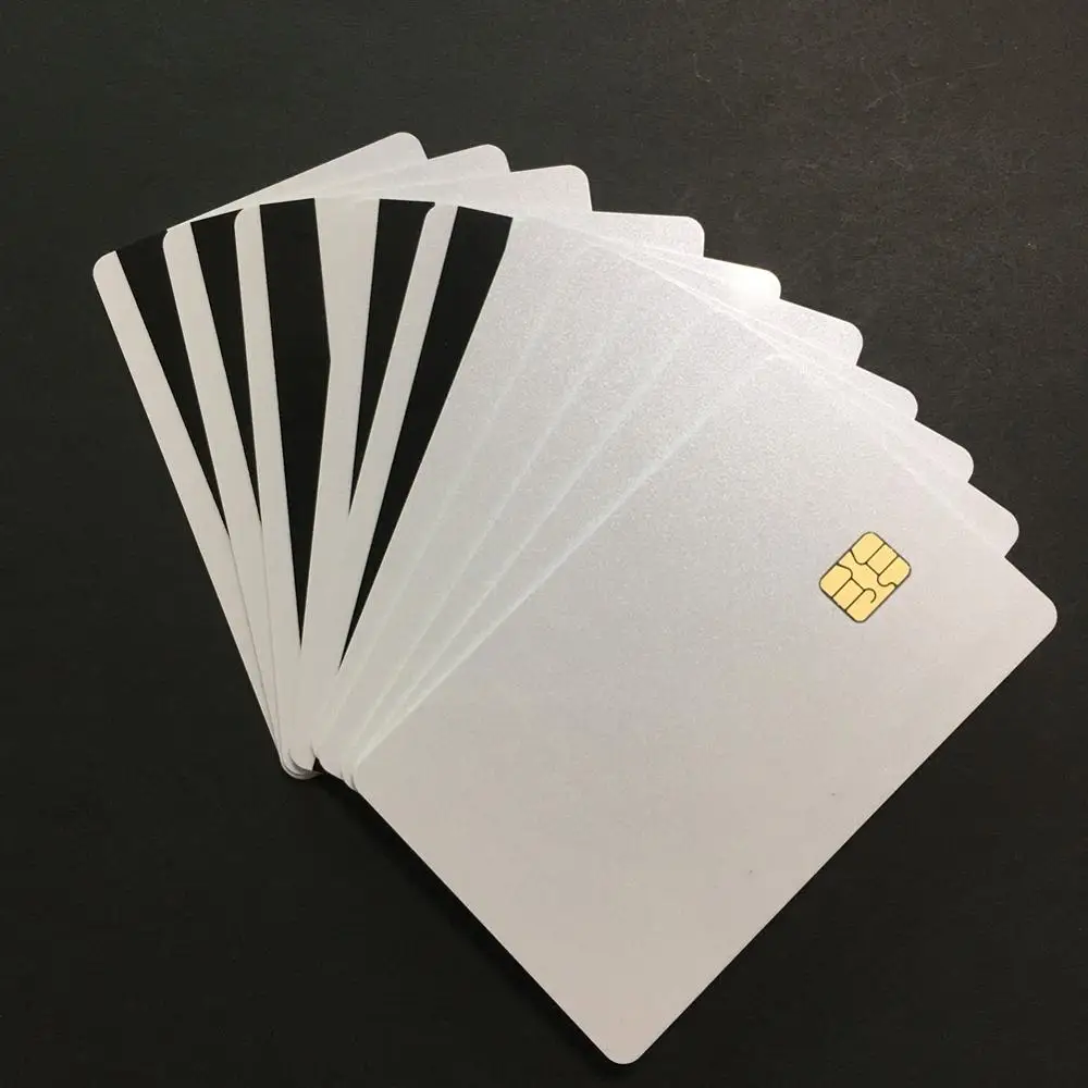 20pcs  SLE4442 with Small HiCO Magstripe Pearl White Shines Smart Card PVC Card