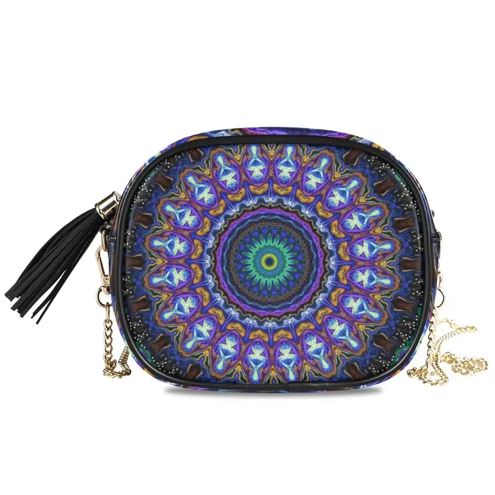 

Small chain bags for women summer shoulder bag leather Mandala handbag female zipper messenger bag Crossbody bags for women New