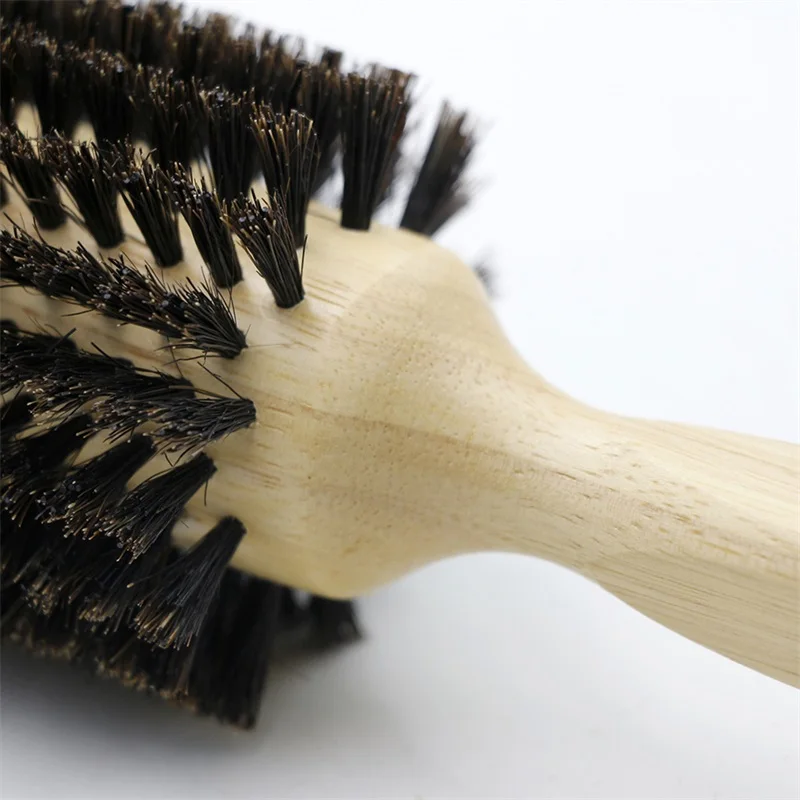 6 Sizes Wood Handle Boar Bristles Round Brush Removable Tail Professional Barber Salon Hairdressing Hair Brush Hair Round Comb