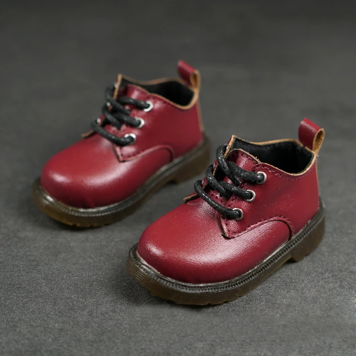 D03-P533 children toy BJD DD SD MSD    1/4 1/6 doll's Photo props Accessoriess red wine brown Lace up student shoes 1pair