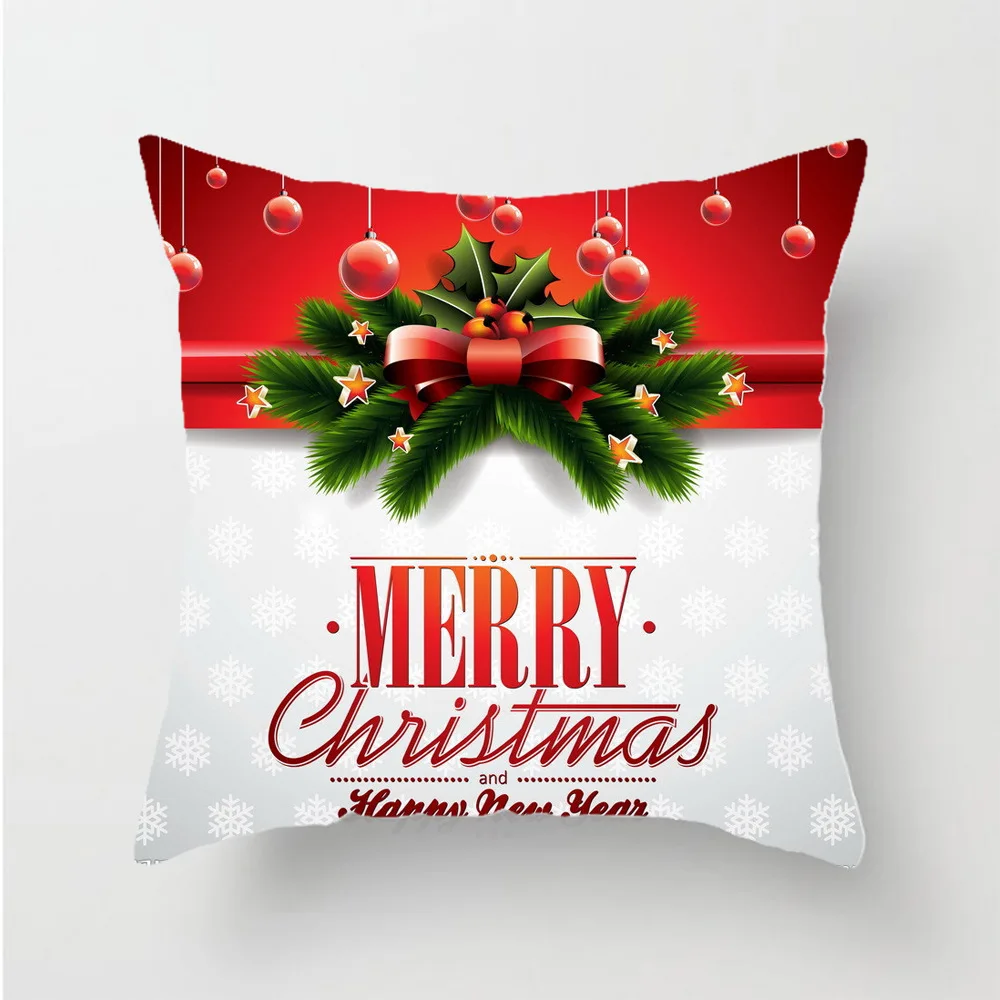 Fundas de almohada decorativas de poliéster con estampado navideño 3D, fundas de almohada cuadradas con cremallera, estilo-3