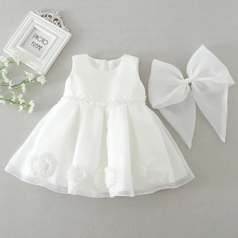 

Summer New Baby Girl Dress Big Bow Baptism Dress for Girls First Year Birthday Party Wedding Dress Baby Clothes Tutu Fluffy Gown