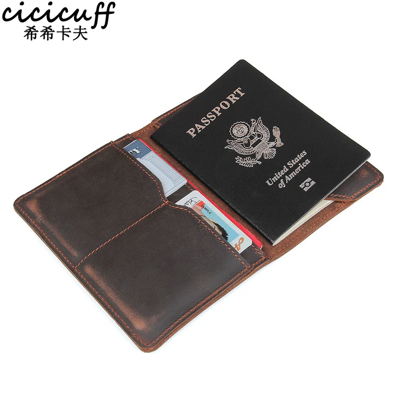 Passport Cover Genuine Leather Driver License Bag Crazy Horse Leather Car Driving Document Credit Card Holder Purse Wallet Case