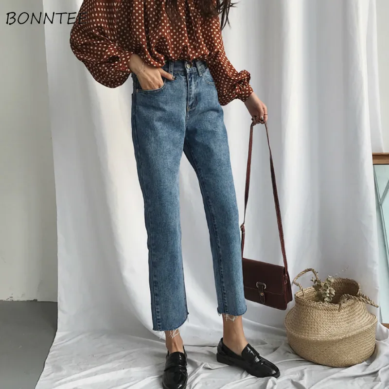 Jeans Vrouwen Trendy Elegante All-Wedstrijd Hoge Kwaliteit Koreaanse Stijl Leisure Dagelijkse Womens Vrouwelijke Mooie Eenvoudige 2020 Nieuwe meisjes Solid