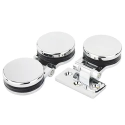 Frameless Chrome Glass Door Hinge, Bilateral Round Bead Door Clip Hinge, Display Wine Cabinet, 180 Degree