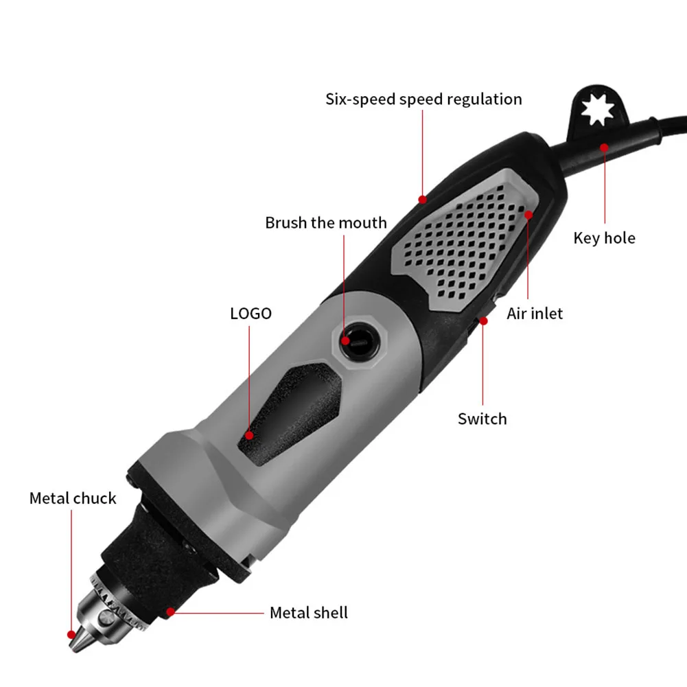 Pluma amoladora eléctrica de alta potencia, herramientas eléctricas de tallado de molienda de 450W, engranaje fijo de 230V, velocidad Variable sin carga, 5000 ~ 20000