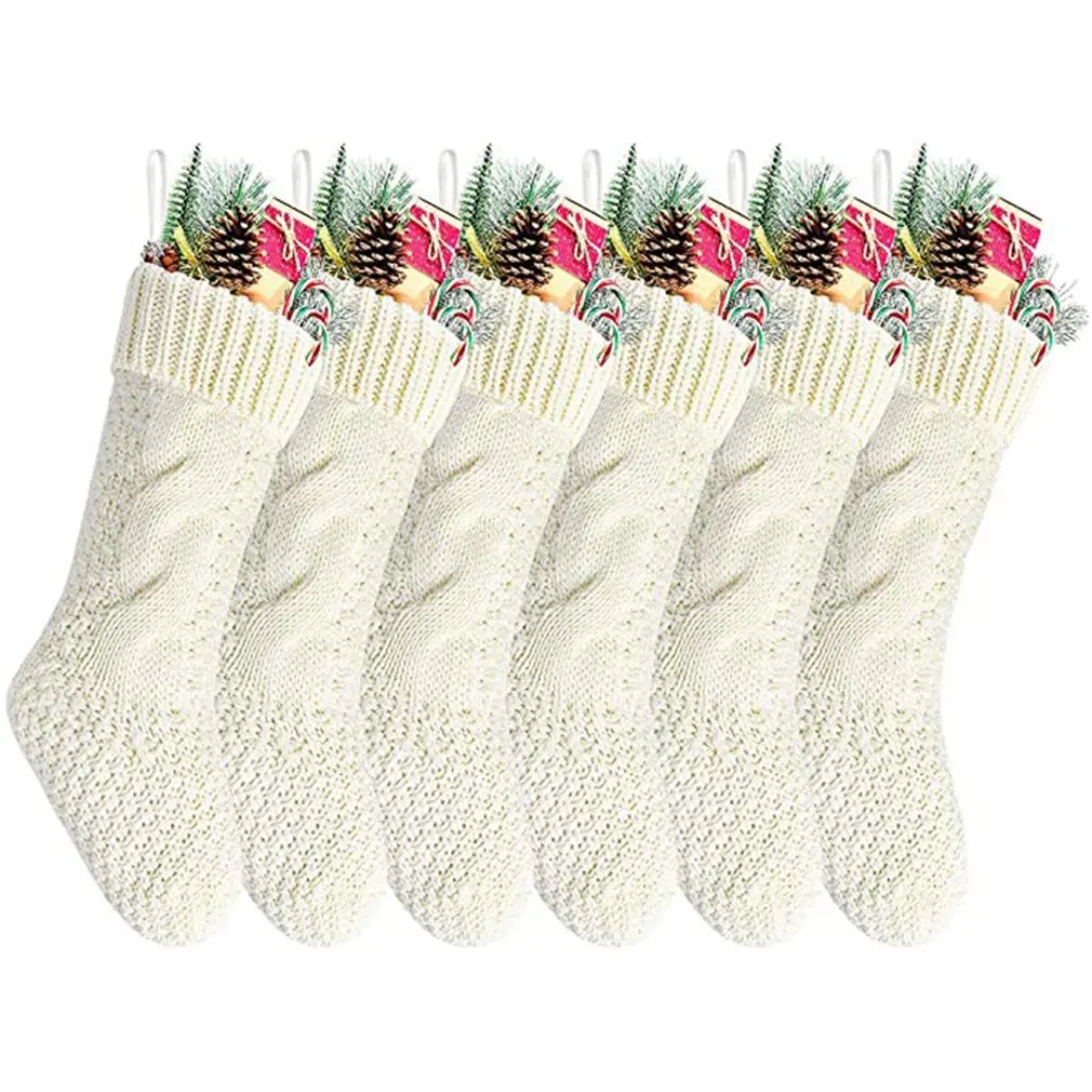 

Christmas Stockings Socks Xmas Candy Gift Bag Fireplace Xmas Tree Decoration Knitted Christmas Gift Bag Hanging Stocking