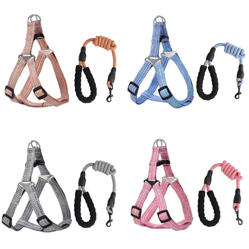 Nylon Pet Dog Harness No Pull Adjustable Dog Leash Vest Classic Running Leash Strap Belt for Small and Medium Large Dogs