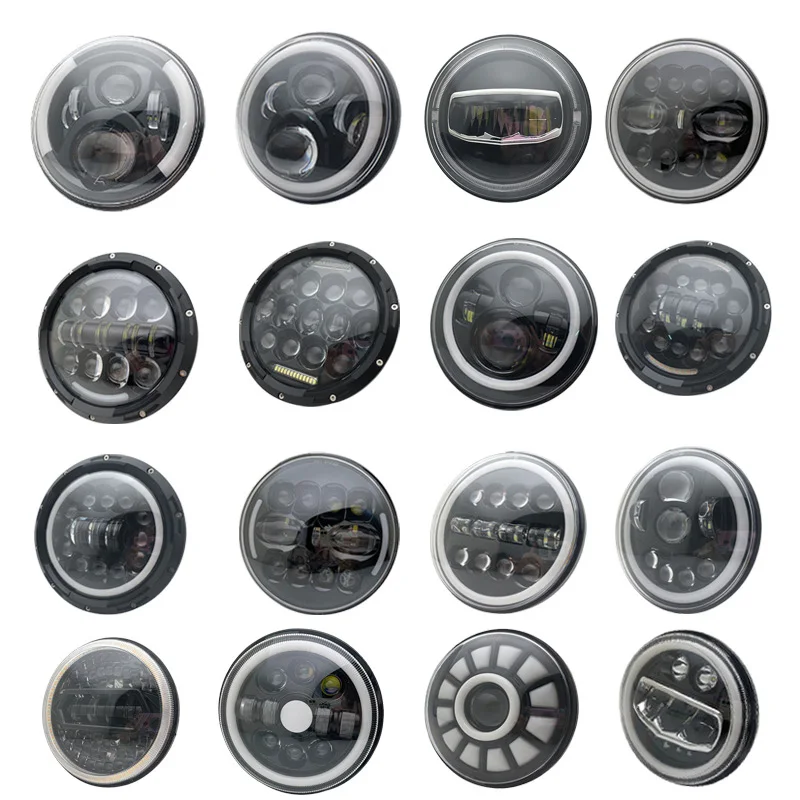 Пара 7-дюймовых светодиодных фар белый Янтарный ореол для Wrangler JK JKU TJ LJ CJ Freightliner 2002 359 379 Kenworth Hummer H1 H2