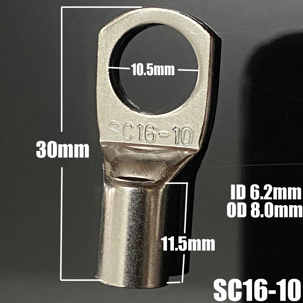 SC16 SC25 SC35 SC50 SC70 SC95 Copper Cable Lug Kit Bolt Hole Tinned Cable lugs Battery Terminals copper nose Wire connector