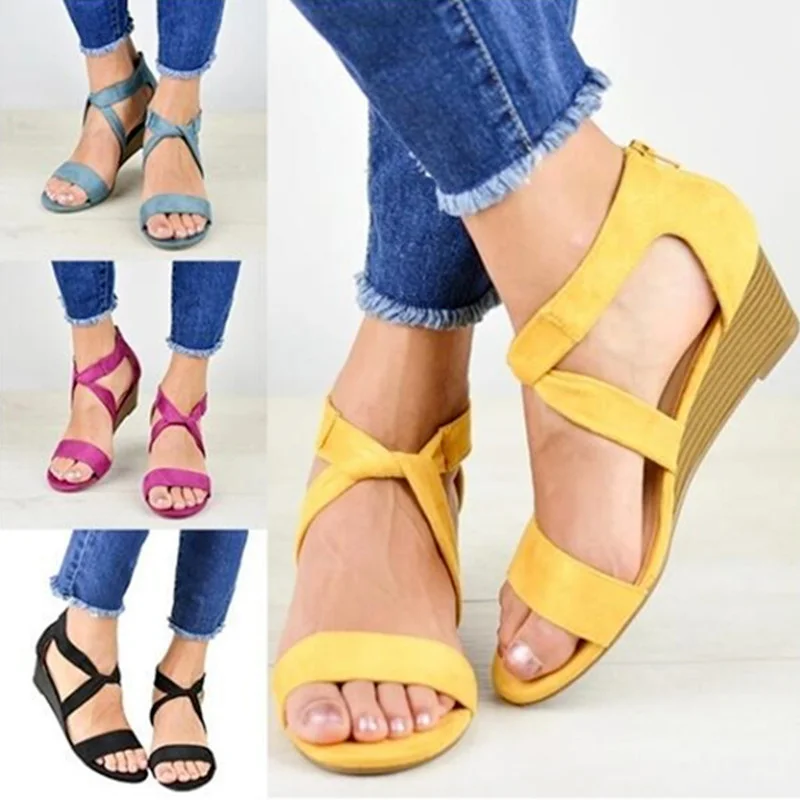 

2022 Summer New Women Sandals Fashion Wedges Platform Shoes Woman Flock Gladiator Casual Plus Size 43 Gladiator Ladies Sandals